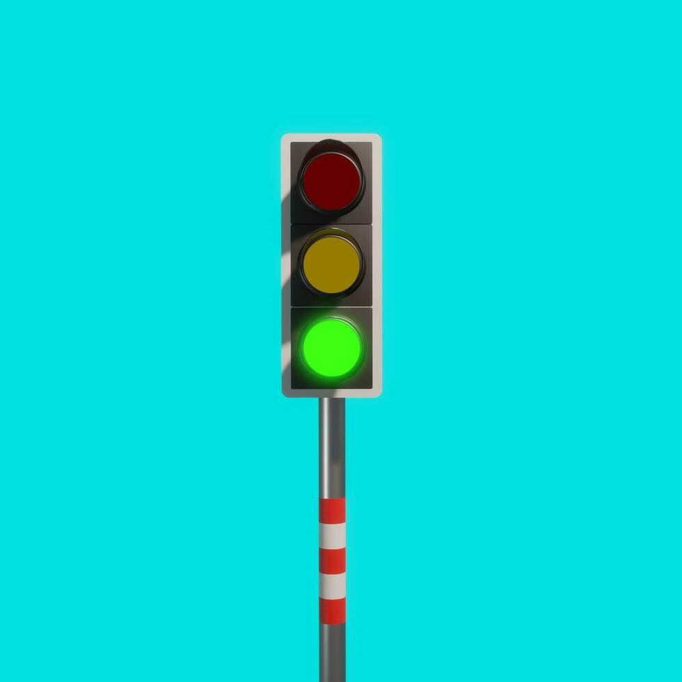3D rendered Traffic light Trafic signal with Red, Yellow and Green Light photo