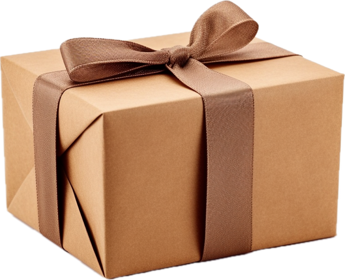AI generated brown paper wrapped package gift png