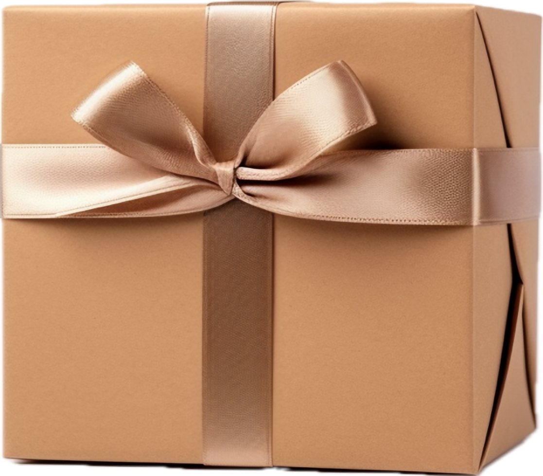 AI generated brown paper wrapped package gift png