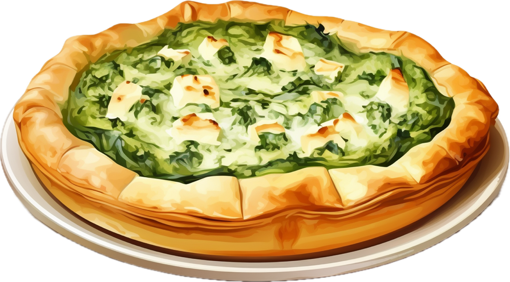 AI generated homemade pie with spinach png