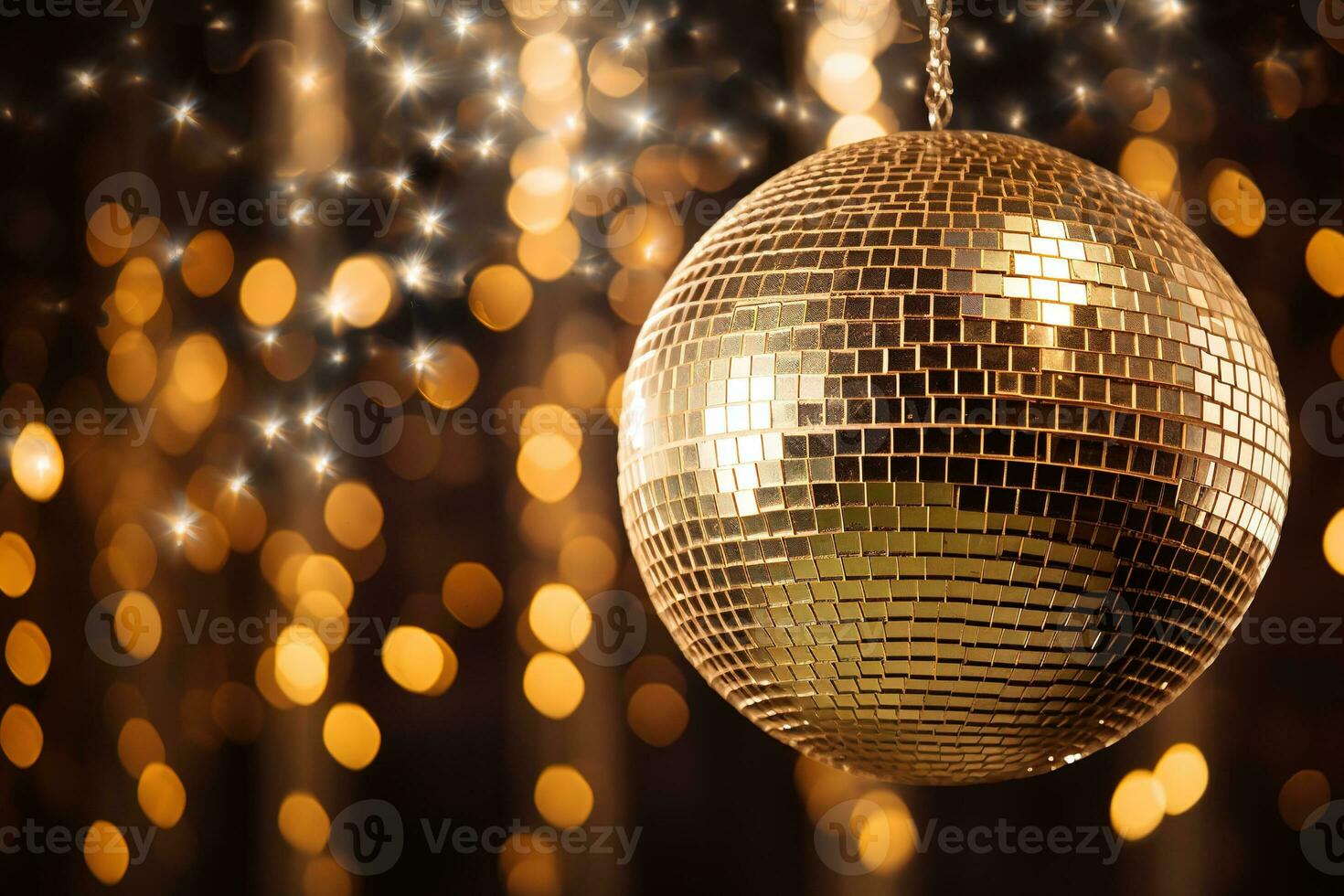 AI generated Generative AI, Disco shiny  ball, party reflecting colorful lights for music broadcast, night clubs, musical banners photo