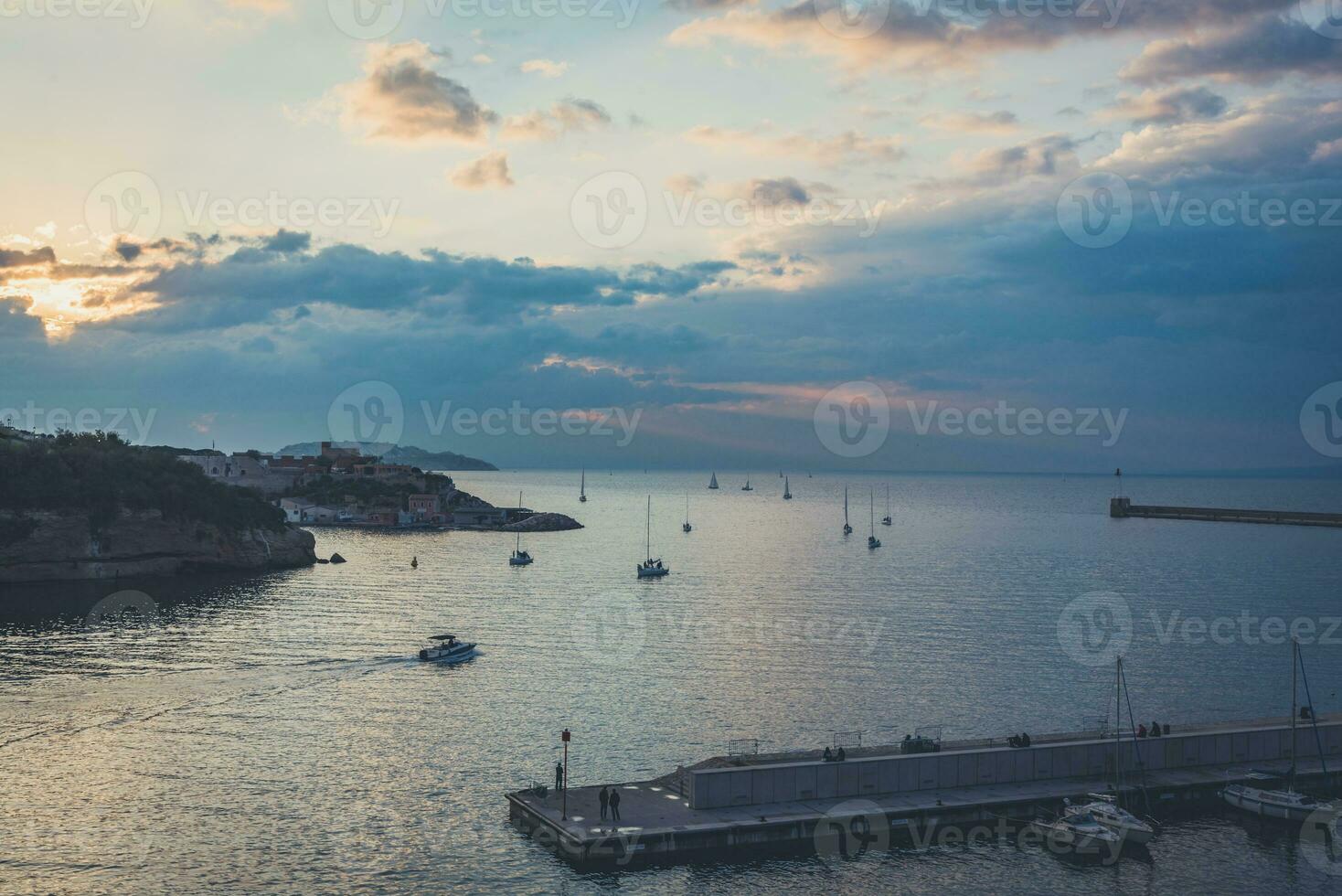 Beautiful sunset in the bay of Marseille photo