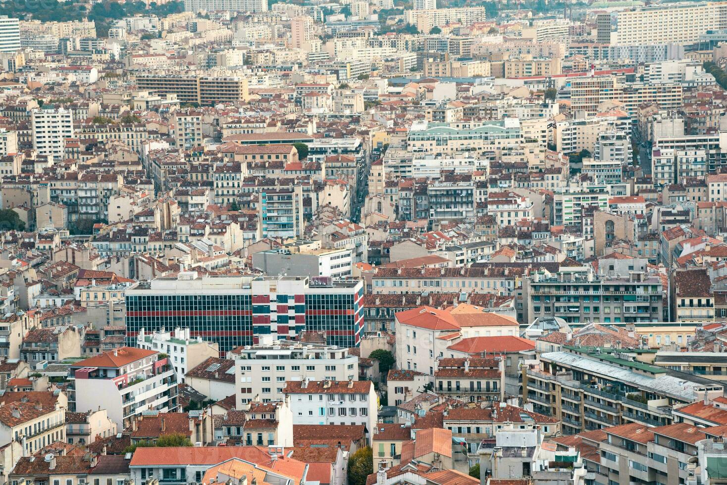 Aerial view on the city photo