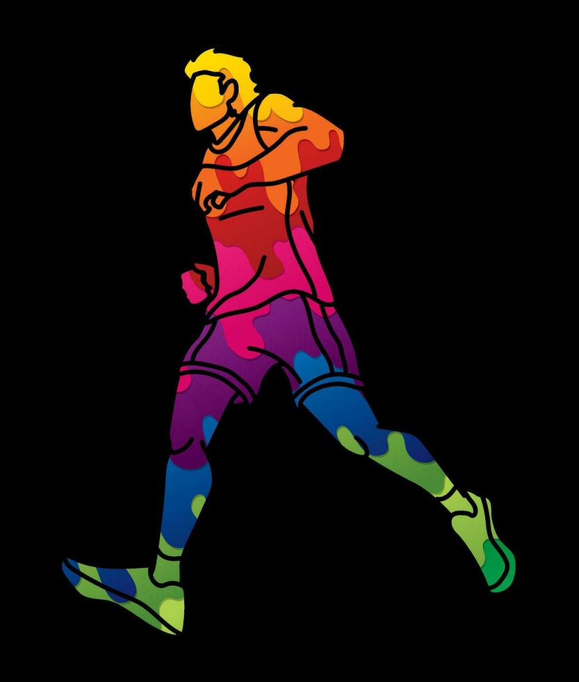 Marathon Runner A Man Start Running Cartoon Sport Graphic Vector