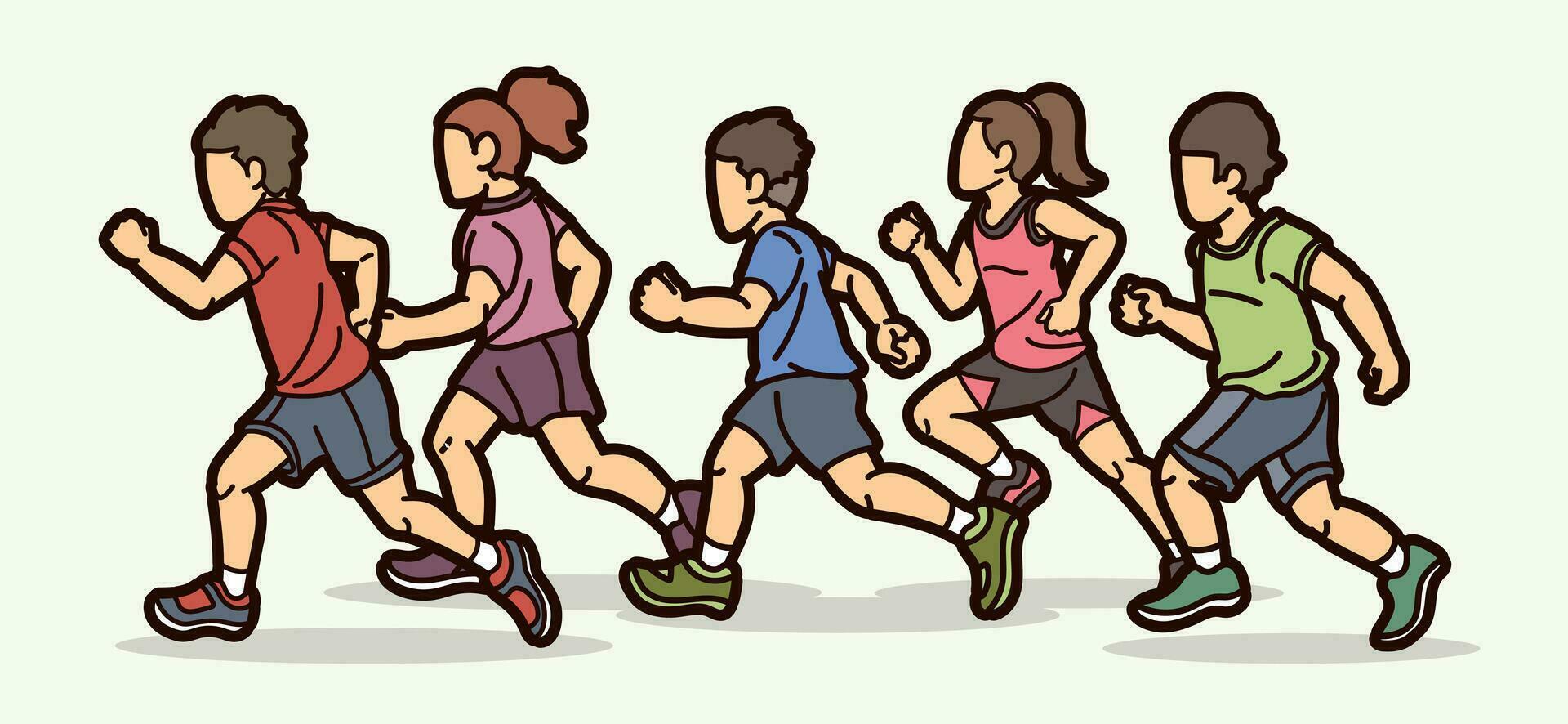 Children Running Boy and Girl Playing Together vector