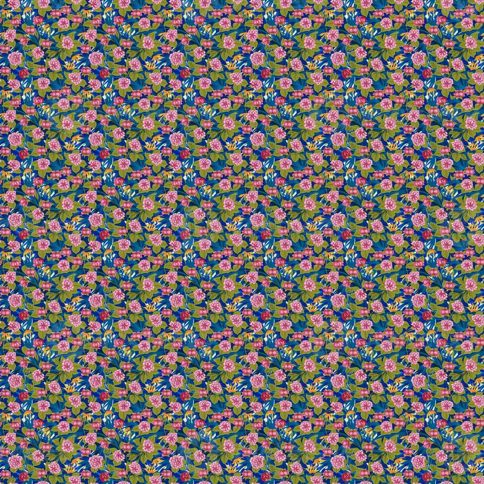 AI generated Rose Flower Flora Pattern Gift Wrap Wallpaper Colorful Seamless photo