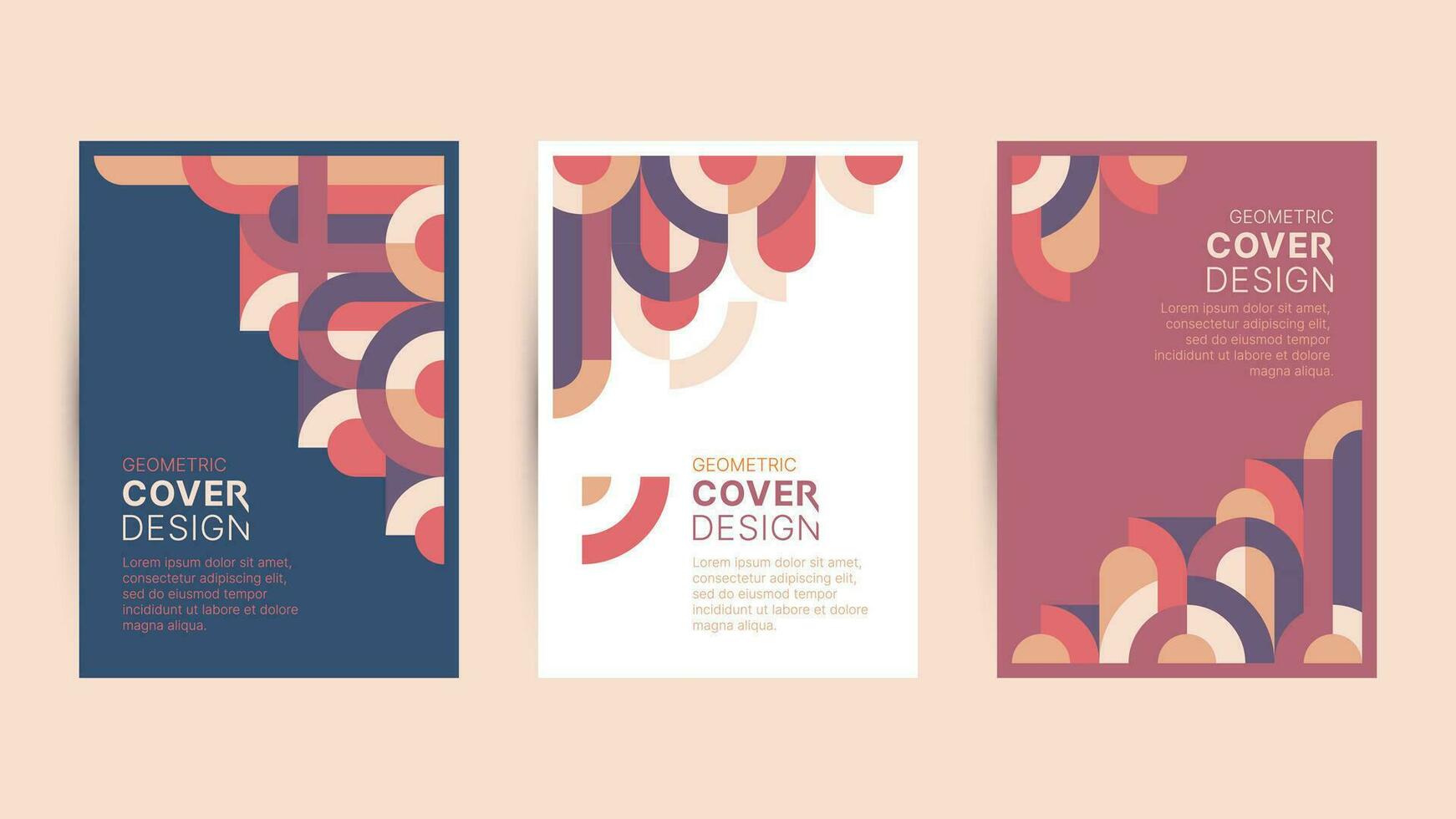 Set of retro geometric cover design template vector