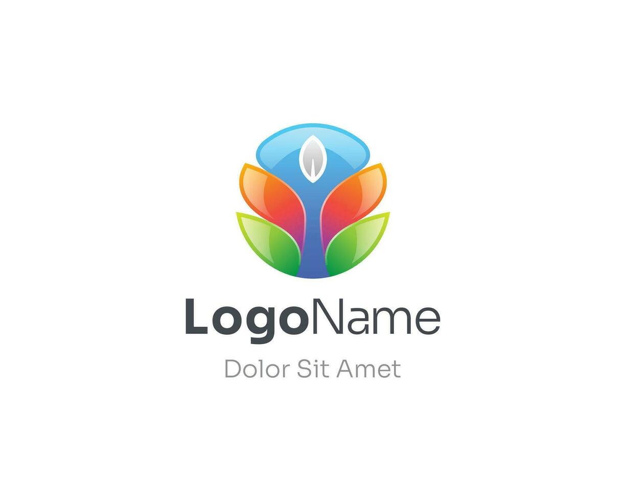 resumen vistoso natural flor logo vector