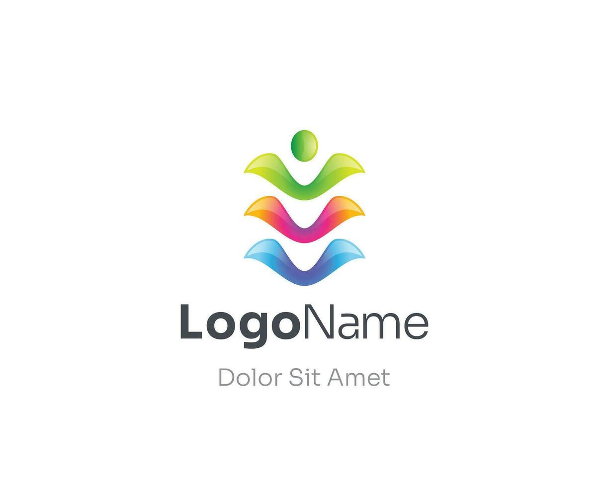 Creative colorful people logo gradient vector