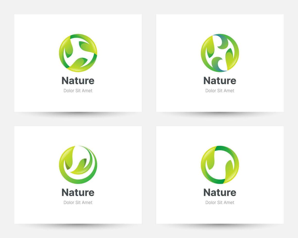 Set of creative nature leaf logo gradient vector