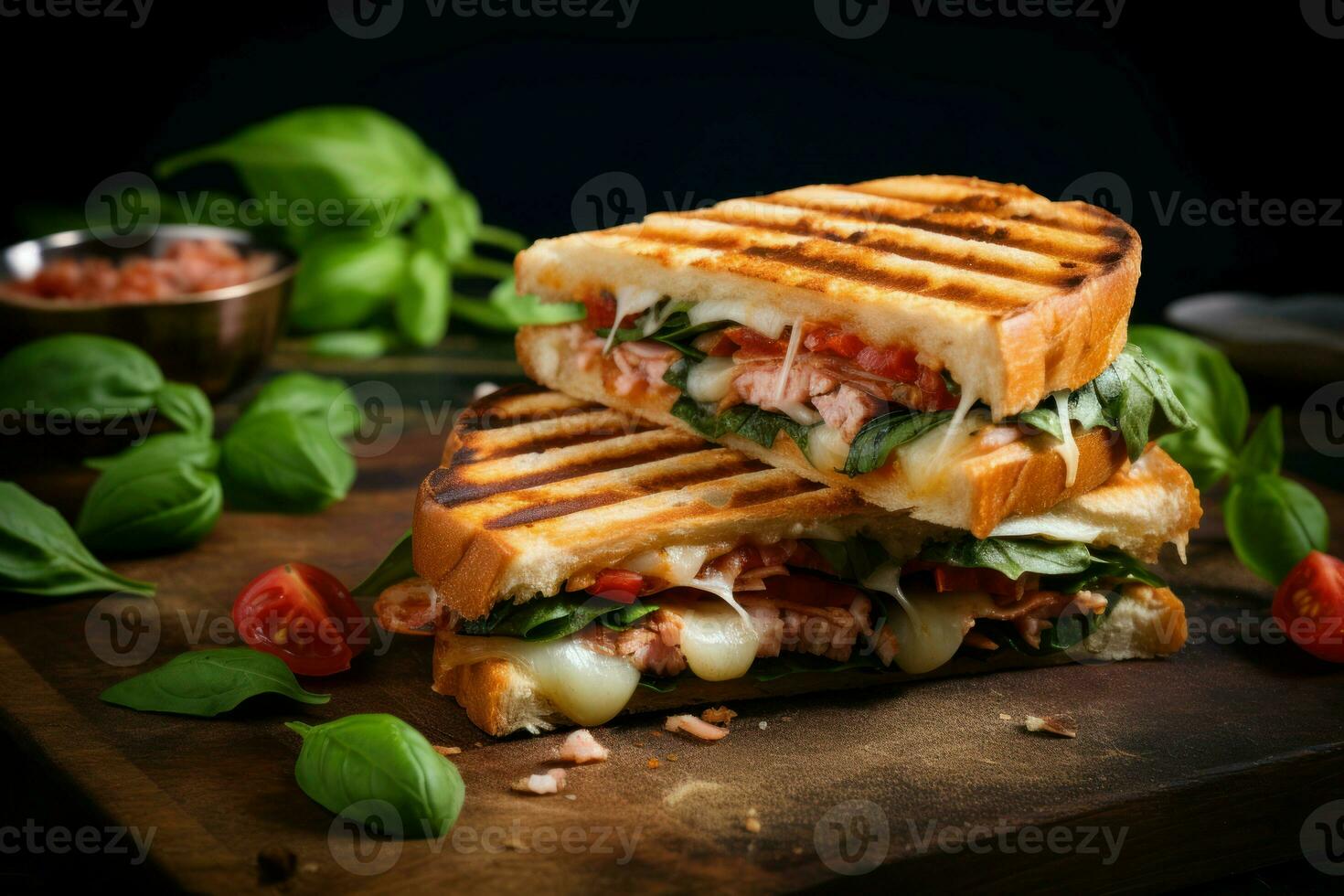 Satisfying Italian panini sandwich. Generate Ai photo
