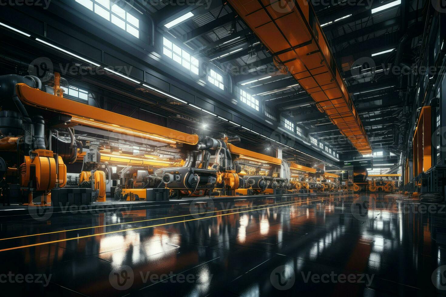 Utilitarian Industrial hall. Generate Ai photo