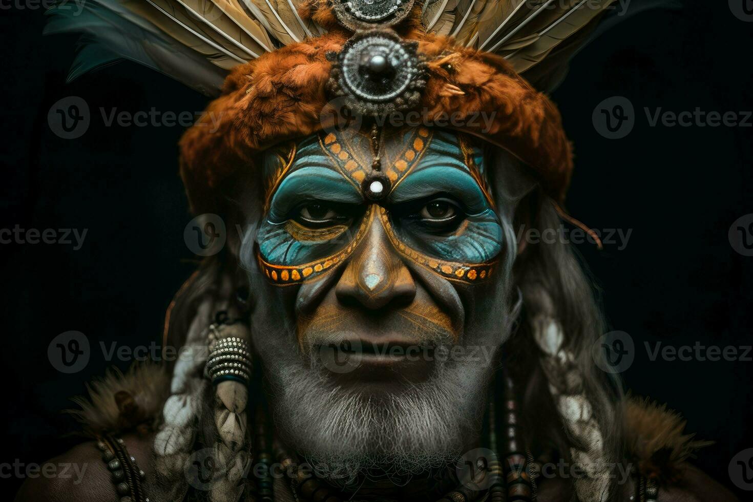 Weathered Indian old man face. Generate Ai photo