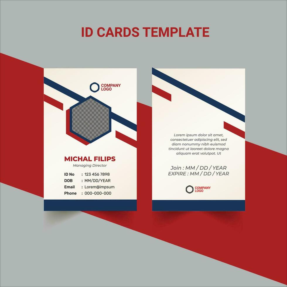 Corporate Id Card design template Id card design for school, Identity Card Design vector