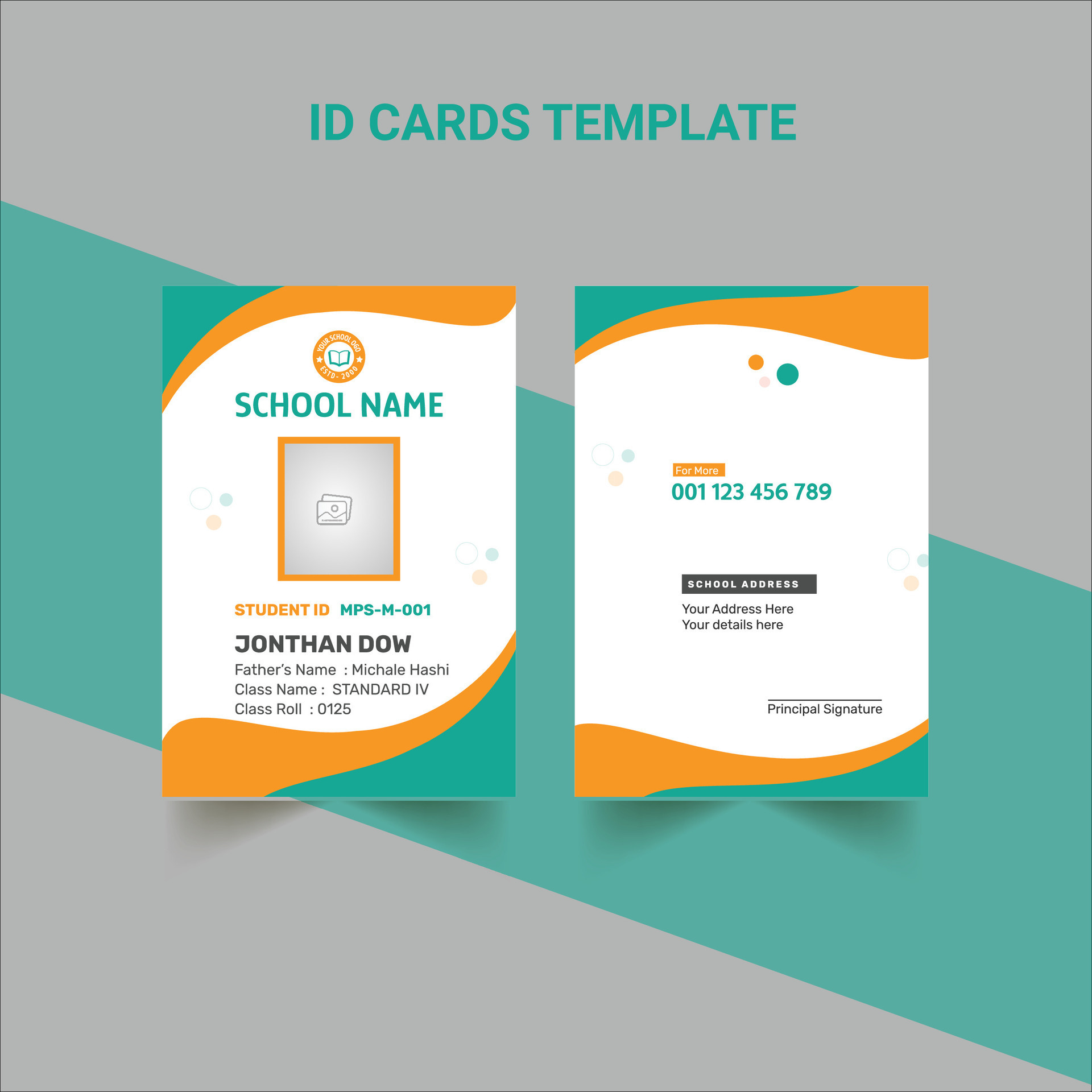 Student Id Card design template Id card design for school, Identity