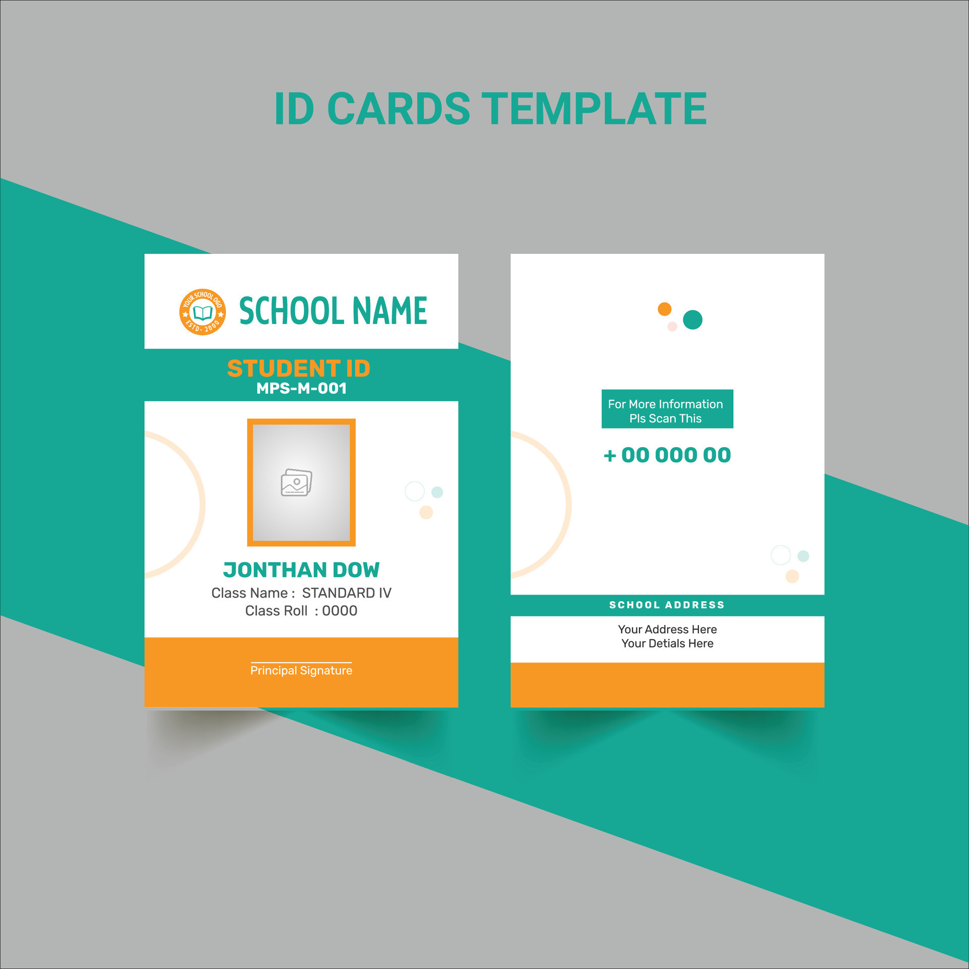 Student Id Card design template Id card design for school, Identity