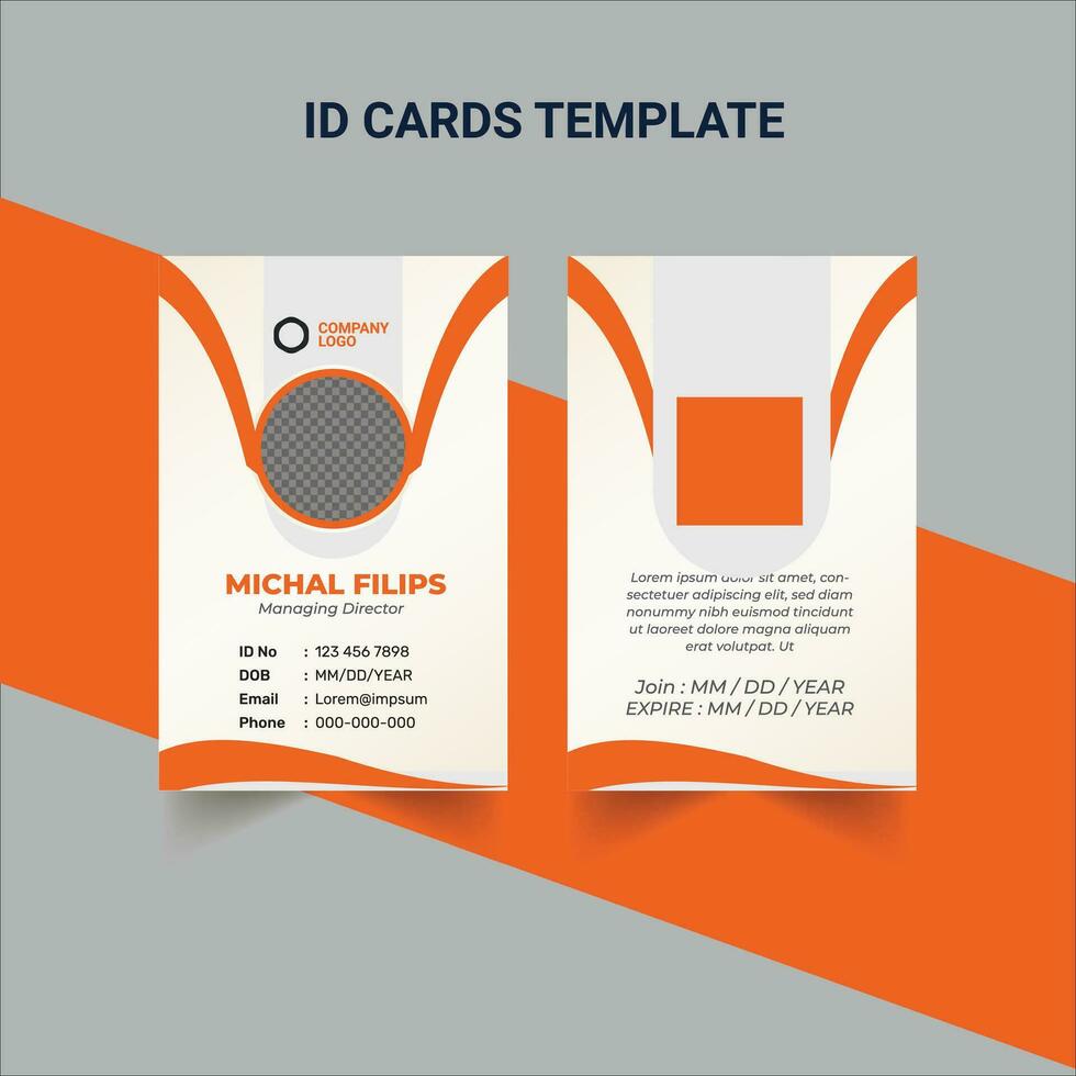 Corporate Id Card design template Id card design for school, Identity Card Design vector