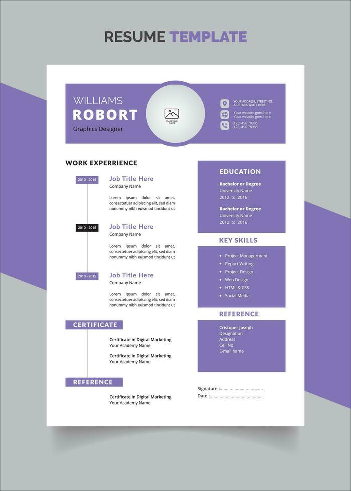 Professional Resume Portfolio CV Template vector