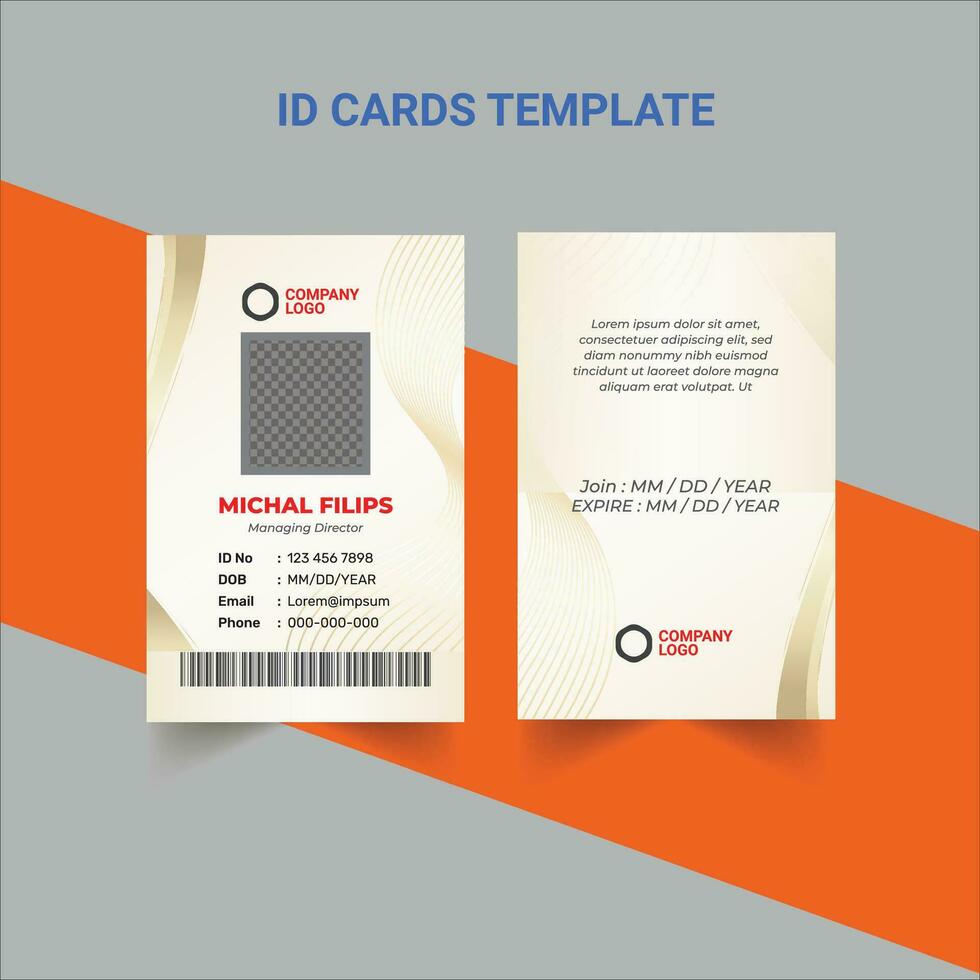 Corporate Id Card design template Id card design for school, Identity Card Design vector