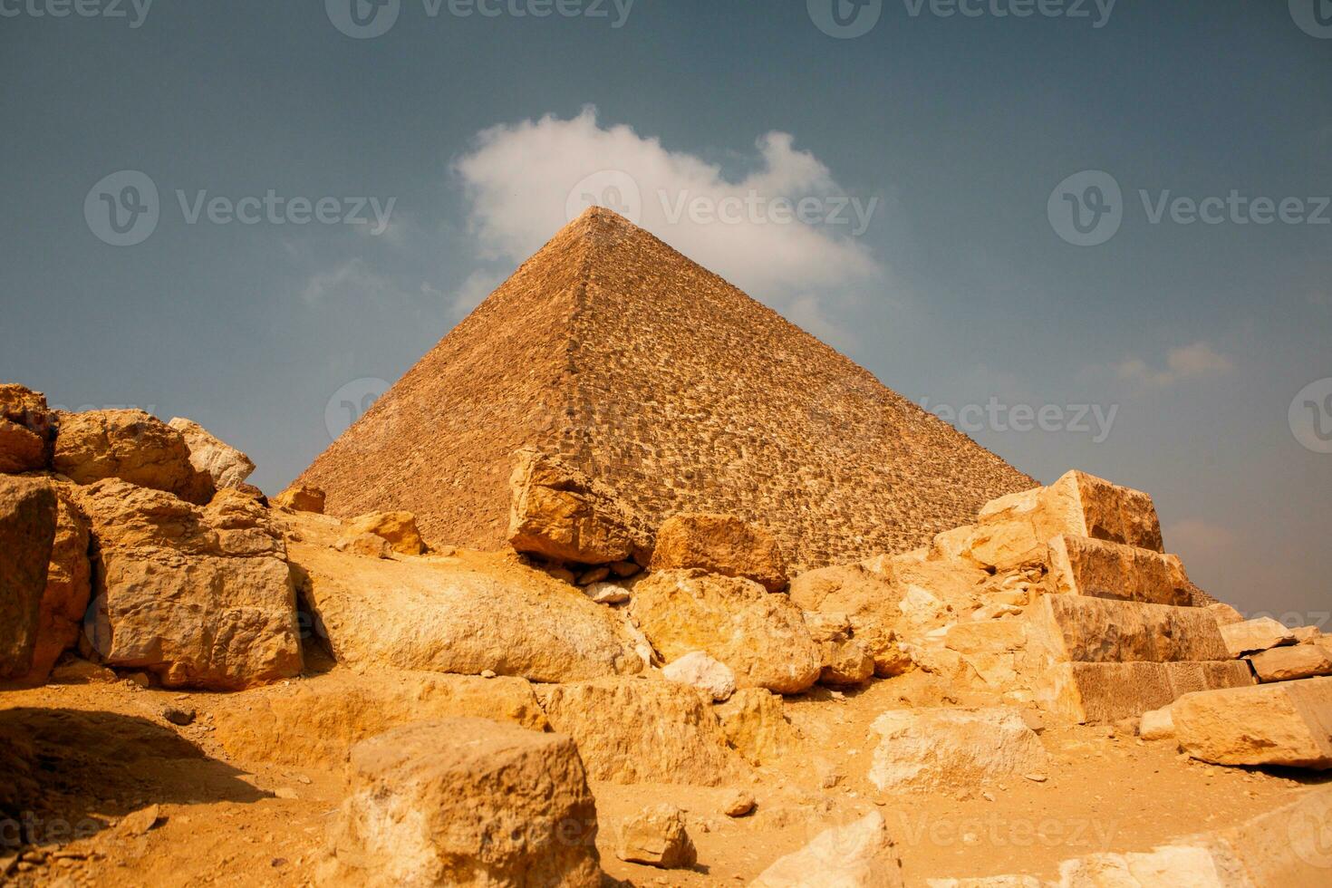Famous Egyptian Pyramids of Giza. Landscape in Egypt. Pyramid in desert. Africa. Wonder of the World photo