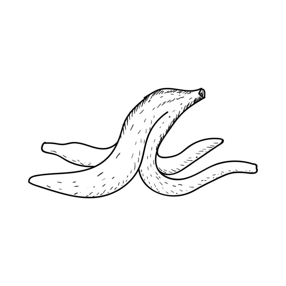 retro tinta mano dibujado bosquejo de plátano pelar vector