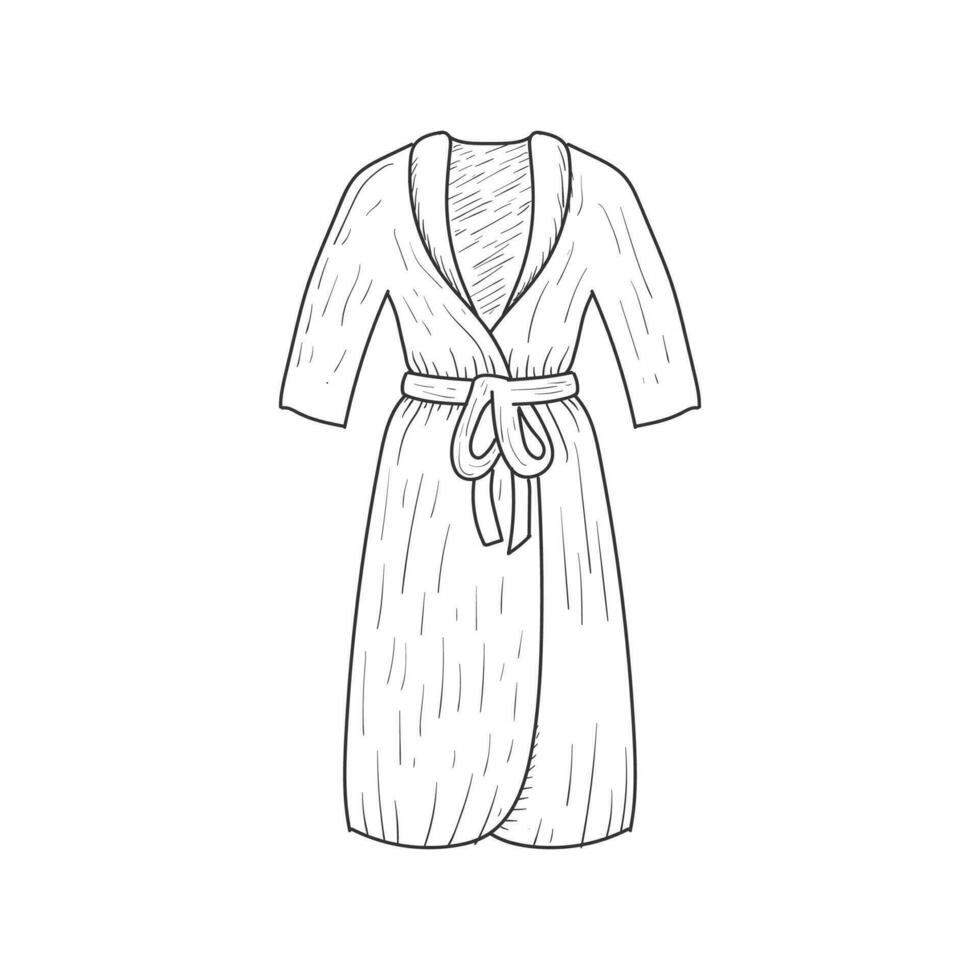 aislado mano dibujado bosquejo de pijama kimono bañera túnica ilustración vector