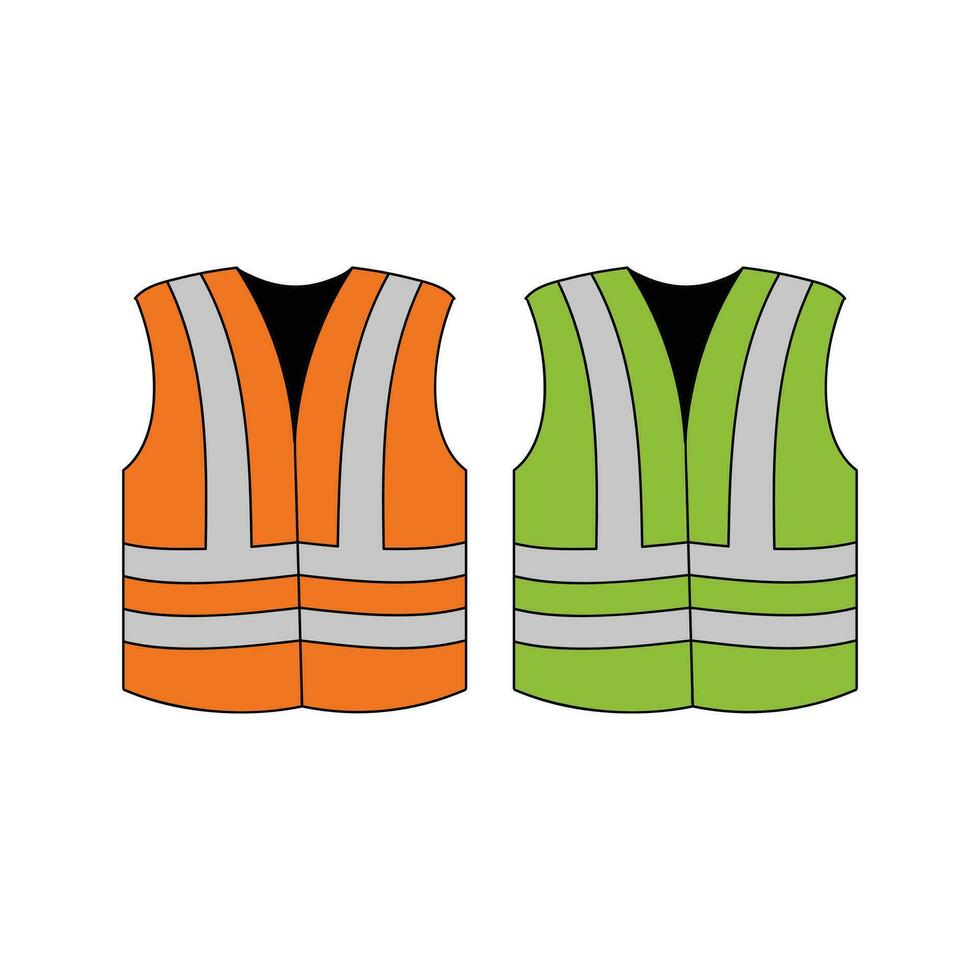 Orange and Green Safety Vest for Construction Workers and Traffic Controller vector