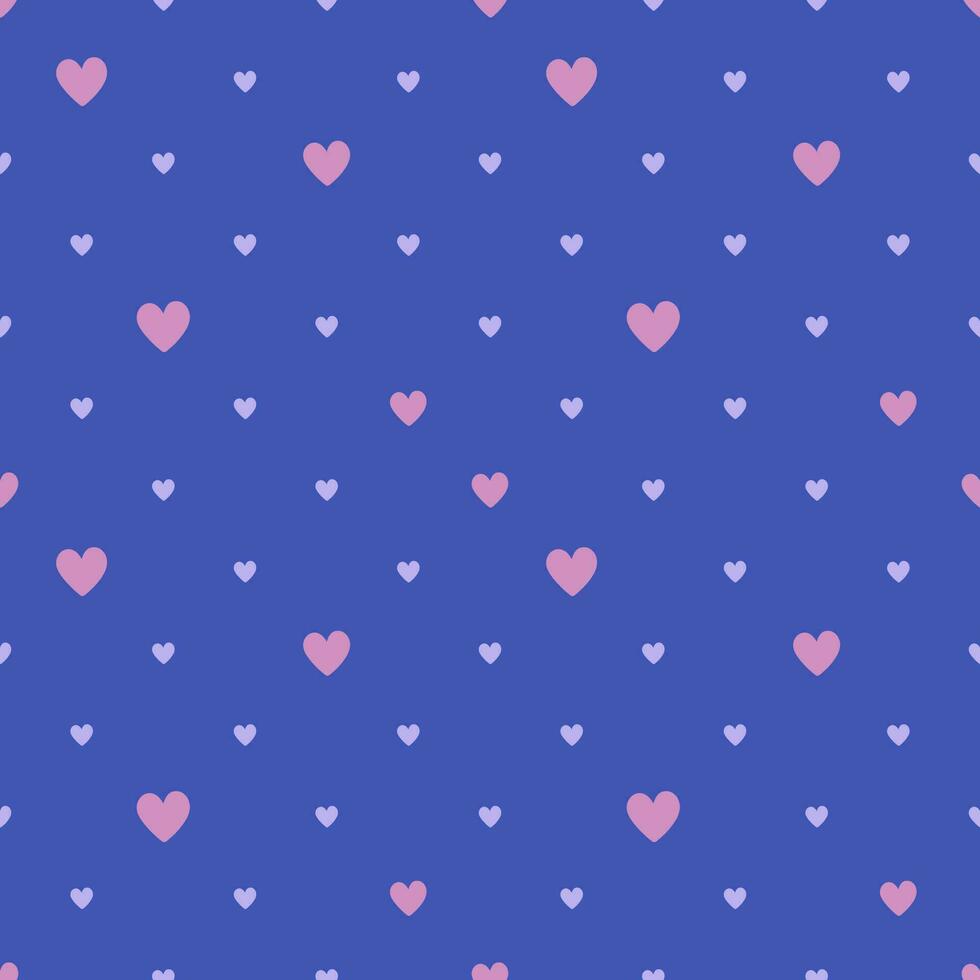 Hearts pattern. Endless ornament with hearts on a neon blue background. Romantic print. Minimalistic vector illustration.