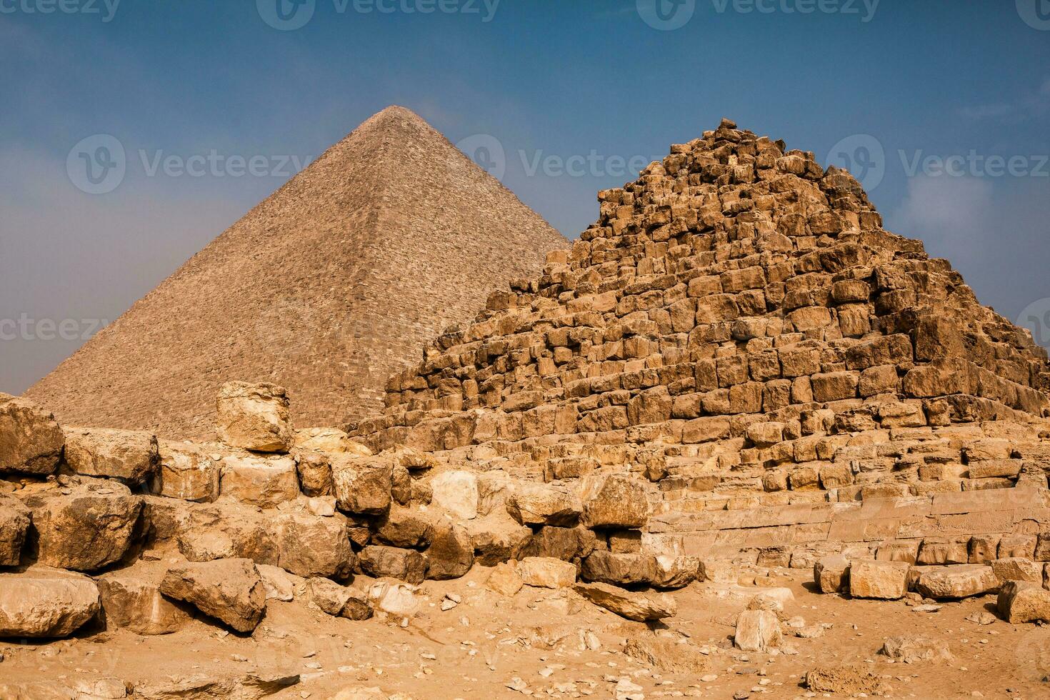 Famous Egyptian Pyramids of Giza. Landscape in Egypt. Pyramid in desert. Africa. Wonder of the World photo