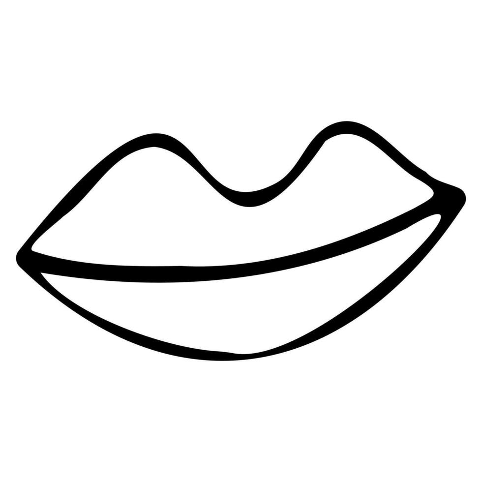 vector doodle illustration of closed plump lips