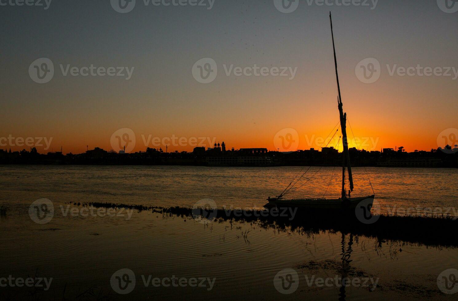 Nile the longest river in Africa. Primary water source of Egypt. Landscape with clear water river. photo