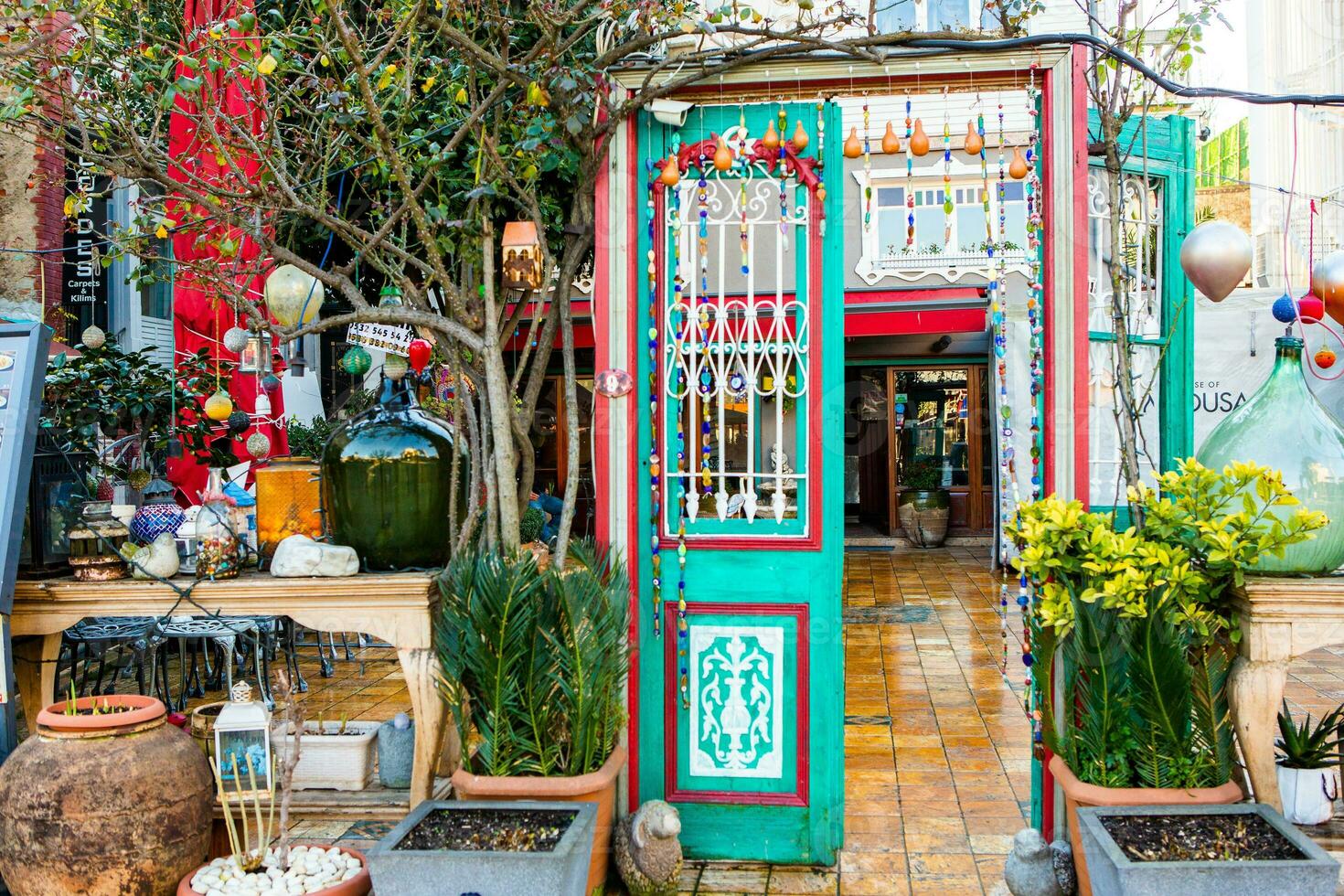 Beautiful street in the old city of Istanbul, Turkey photo