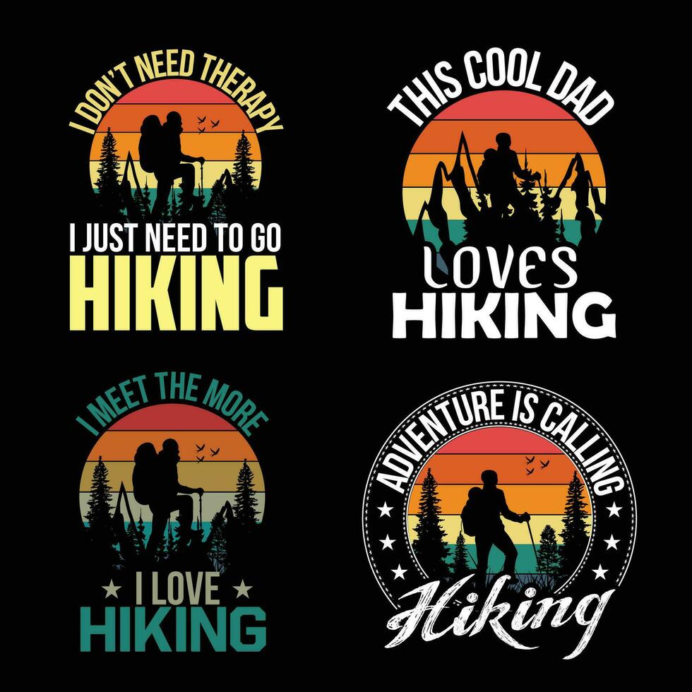 Mountain Camping Hiking T shirt Design Bundle Vector