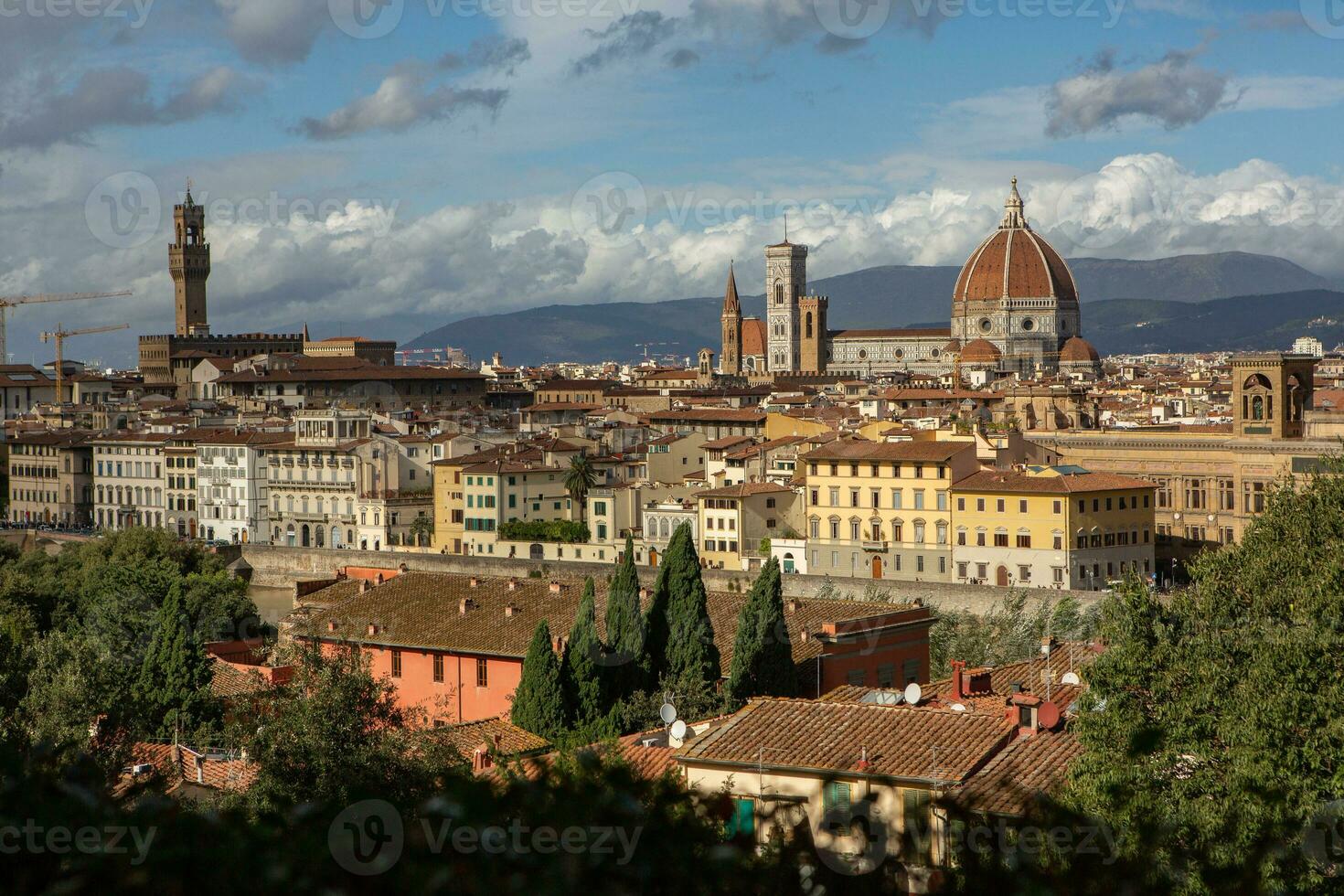 Photo with the panorama of the medieval city of Florence in the region of Tuscany, Italy