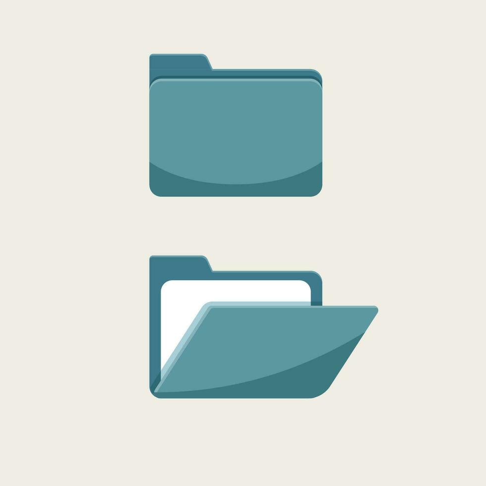 vector illustration folder icon, open and closed folder, with flat simple style