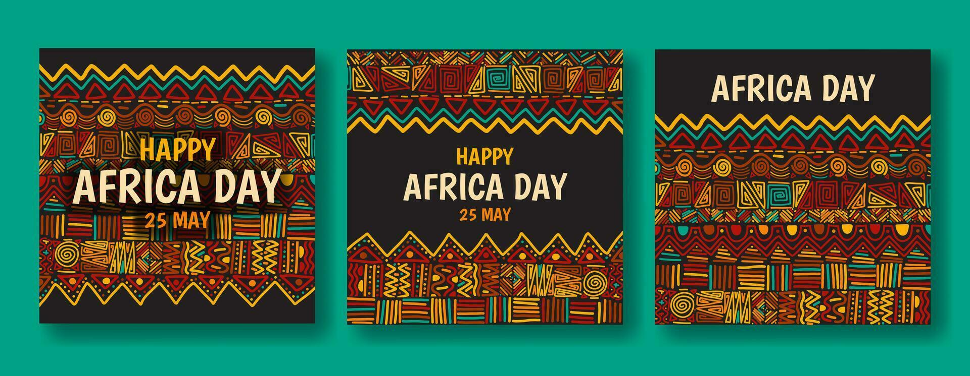 Happy Africa Day Social Media Post Flat Cartoon Hand Drawn Templates Background Illustration vector