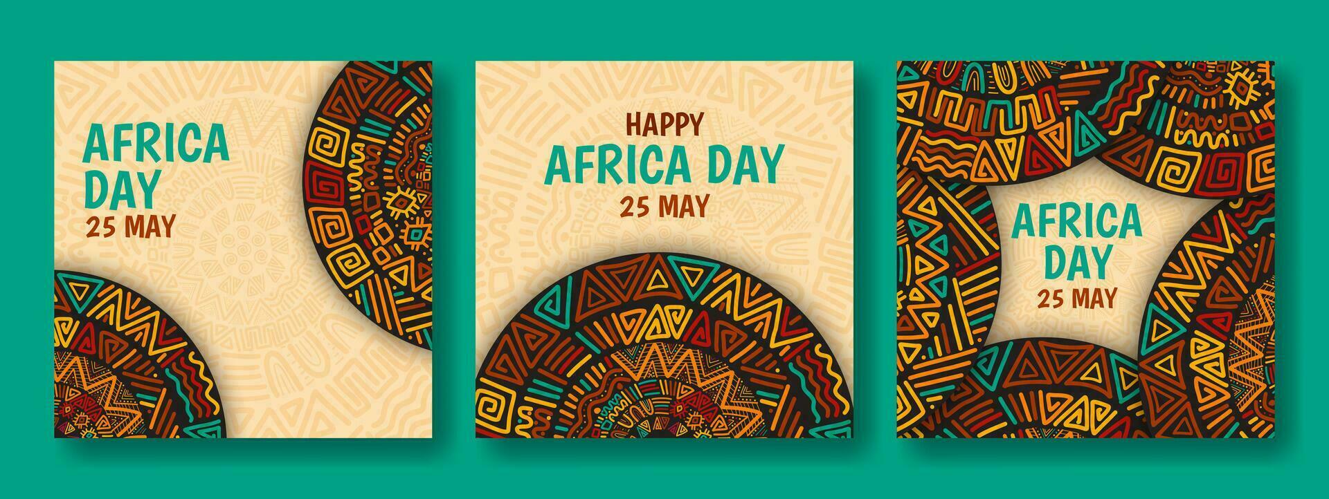 Happy Africa Day Social Media Post Flat Cartoon Hand Drawn Templates Background Illustration vector