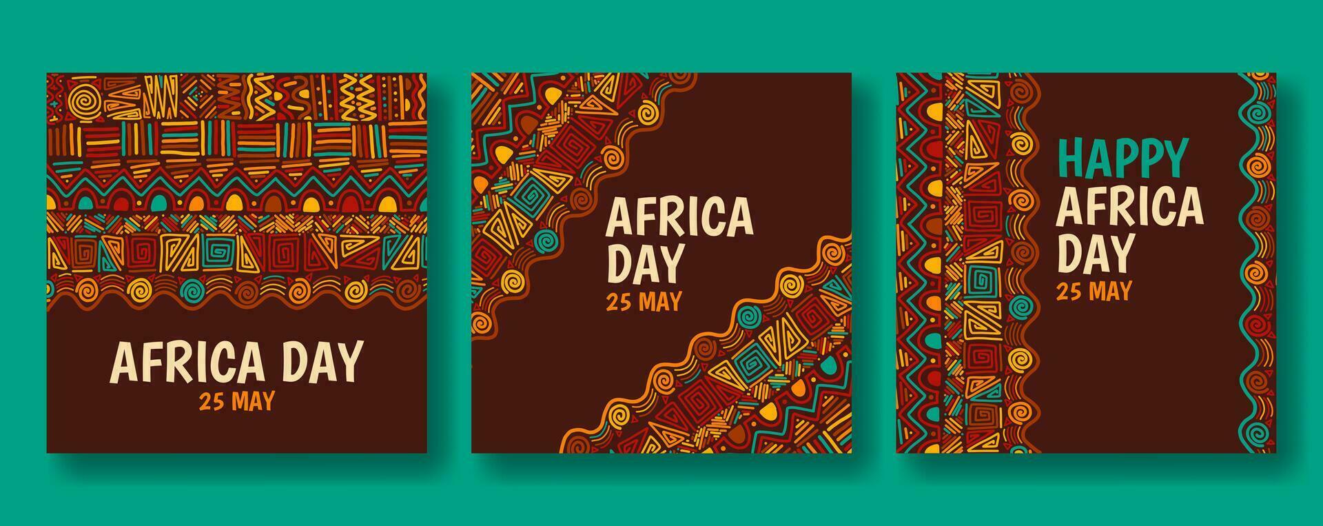 Happy Africa Day Social Media Post Flat Cartoon Hand Drawn Templates Background Illustration vector