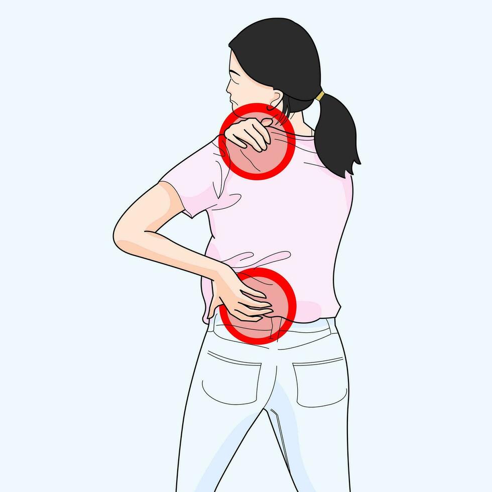 woman having back pain problem injured sprain vector
