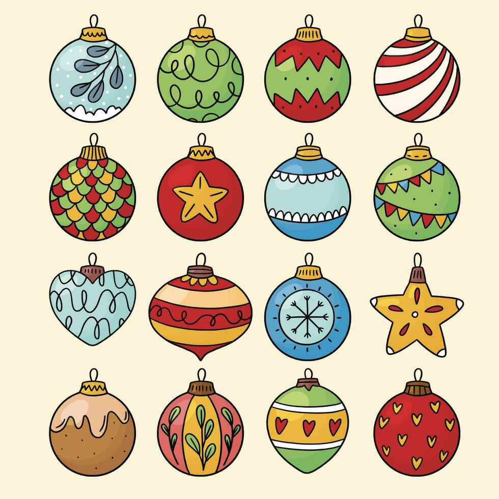 pelotas decoración en Navidad y contento nuevo año concepto, colorido bola, navidad pelota elemento vector