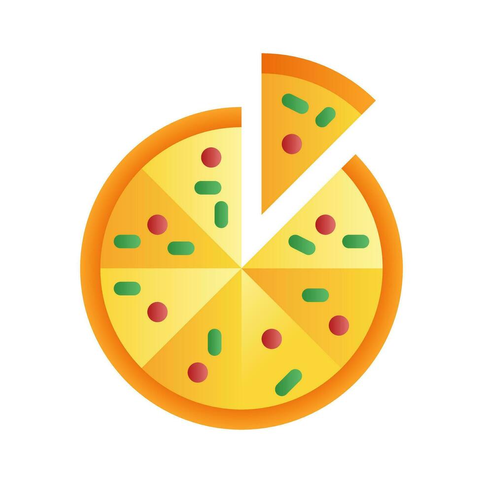 Pizza icon in gradient fill style illustration vector design