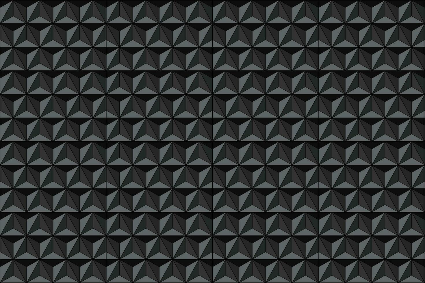 black texture. Triangle or pyramid black shapes. Polygonal tiles seamless background vector