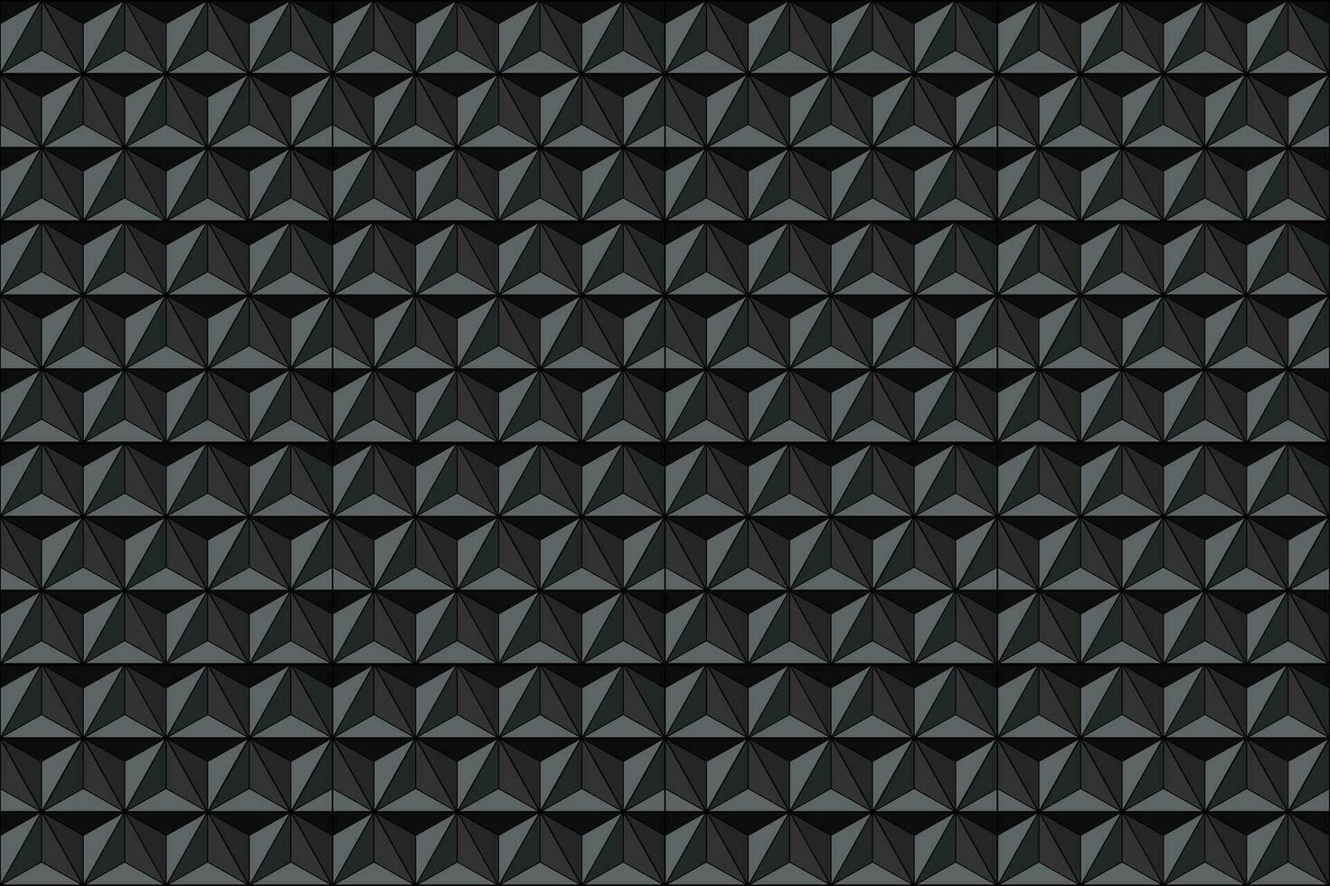 black texture. Triangle or pyramid black shapes. Polygonal tiles seamless background vector