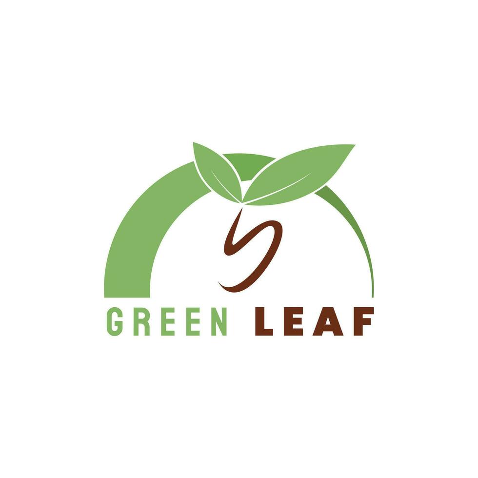 Vector sign S green leaf