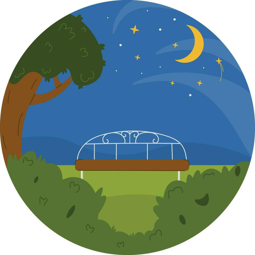 Vector illustration of night sky, evening park