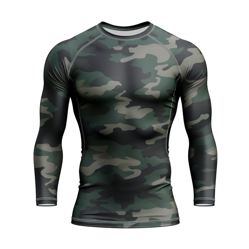 AI generated Dark green army camouflage t-shirt clip art png