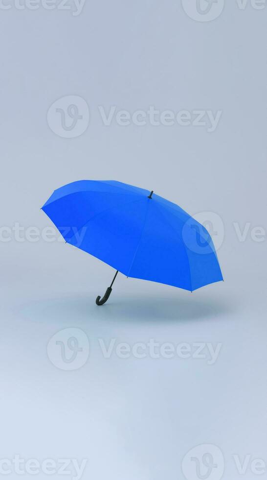 Opened blue umbrella on blue background.Concept of corporate security. photo