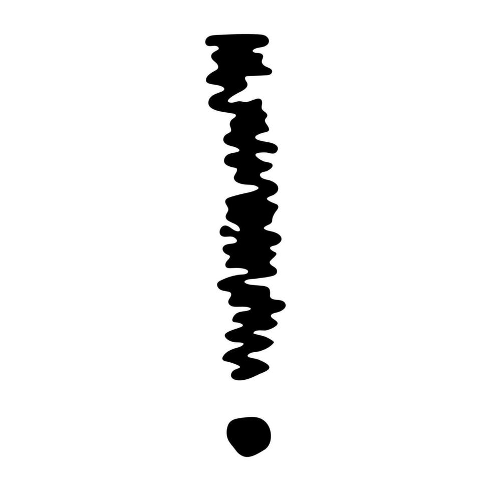 Hand drawn ink exclamation mark illustration in sketch style. Single element for design vector