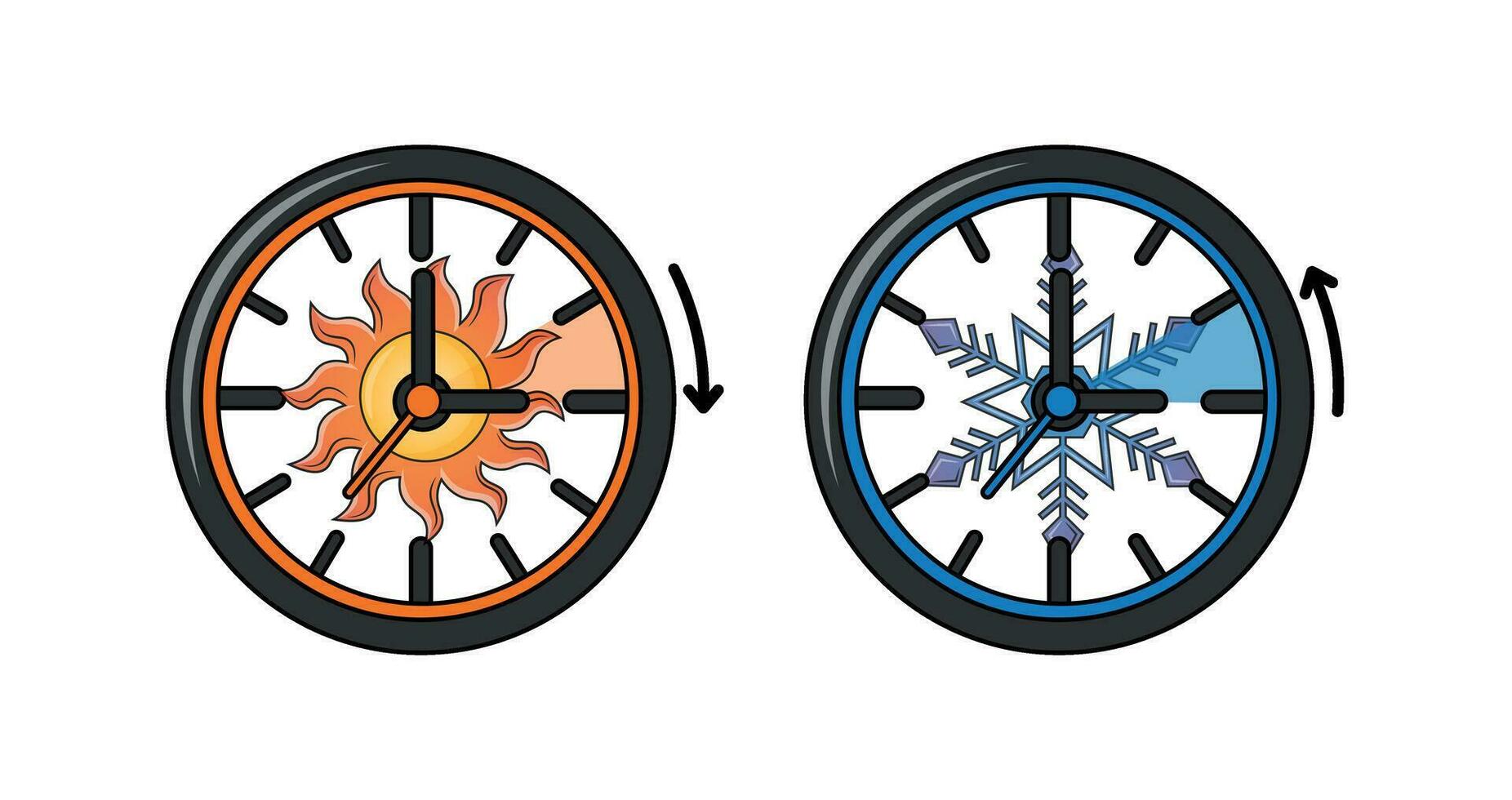 Icons clock transition to winter and summer time vector