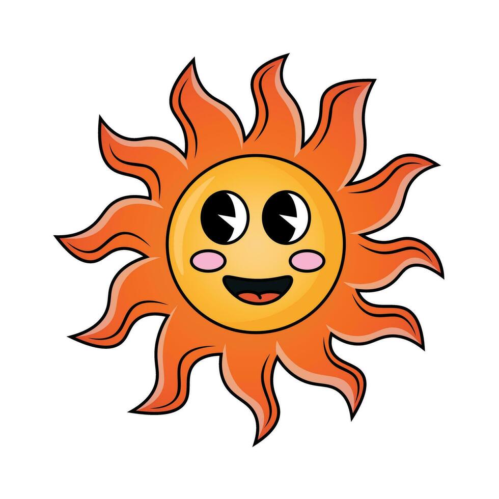 Funny groovy retro clipart sun vector